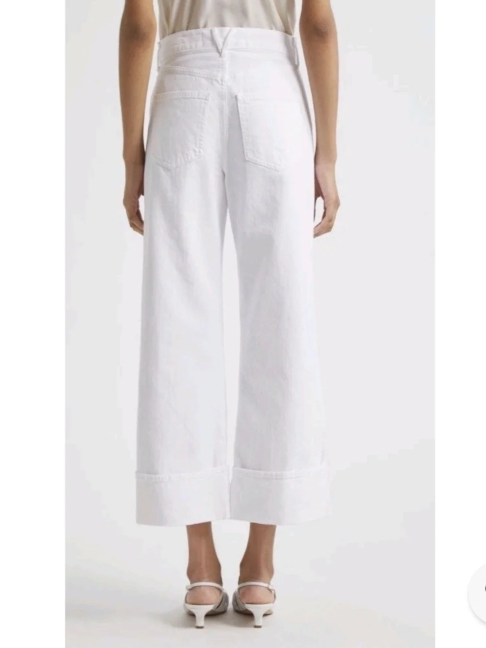 NWT Veronica Beard Taylor Cropped Wide-Leg High-Rise White Jeans